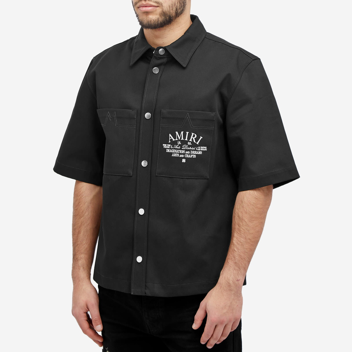 CX Pret a Porter Black Twill Utility Shirt Zip Up Short Sleeve SZ 2