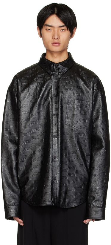 Photo: Balenciaga Black BB Monogram Leather Jacket