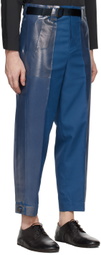 132 5. ISSEY MIYAKE Blue Tucked Foil Trousers