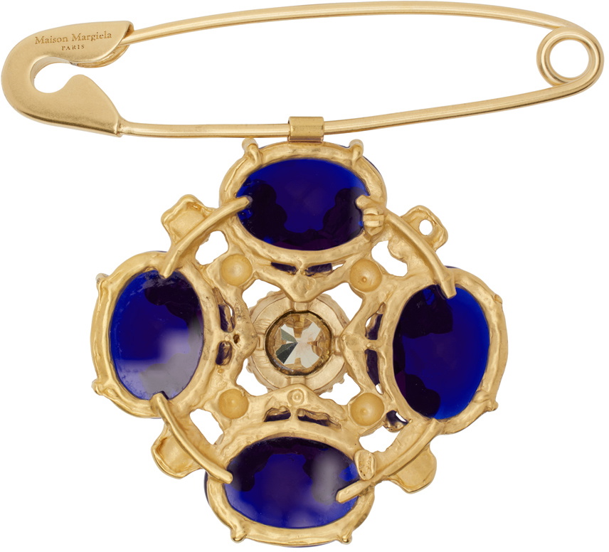 Maison Margiela Gold & Blue Floral Brooch Maison Margiela