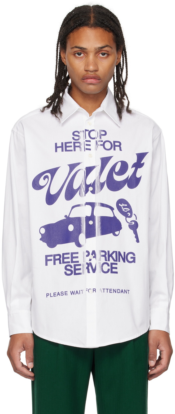 Late Checkout White Printed Shirt
