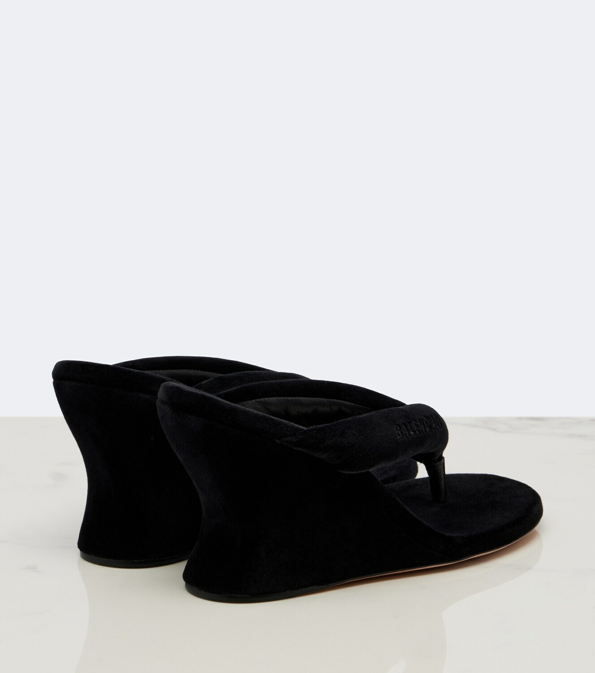 Balenciaga Gaeta velvet wedge thong sandals