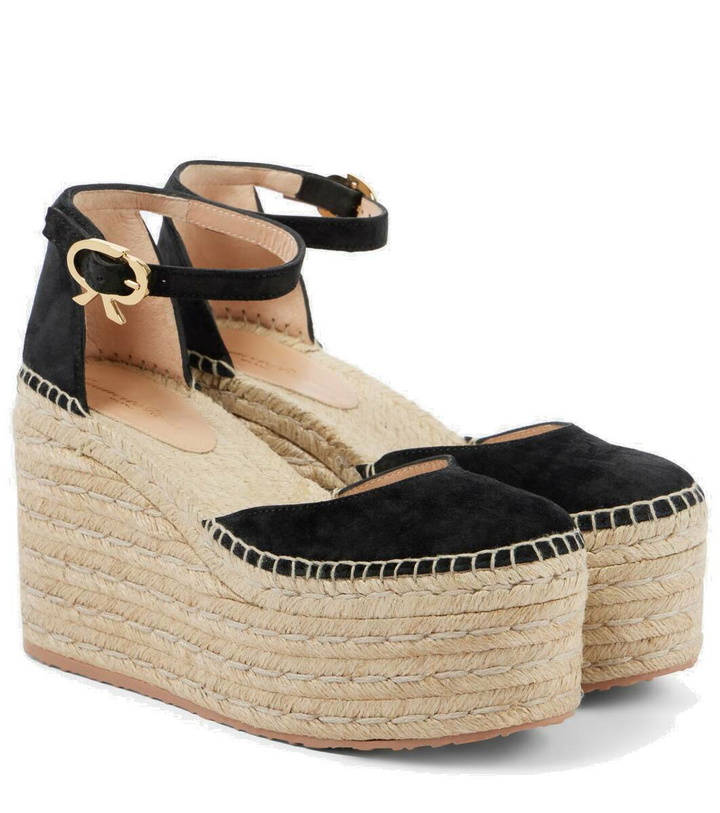 Photo: Gianvito Rossi Suede platform espadrille wedges