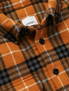 Burberry - Button-Down Collar Checked Padded Wool and Cotton-Blend Overshirt - Orange