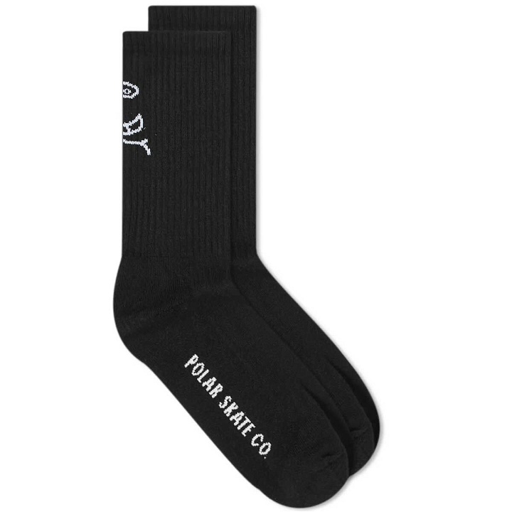 Photo: Polar Skate Co. Men's Face Logo Socks in Black