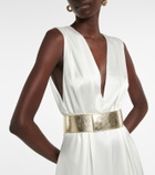 Costarellos Keaton belted satin jumpsuit