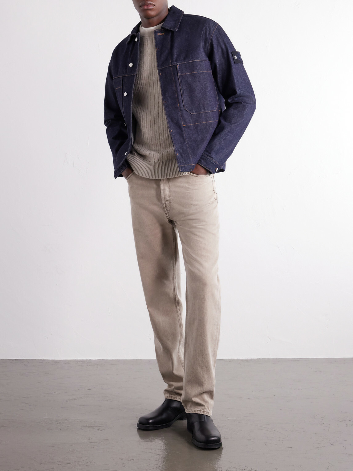 Stone Island - STONE ISLAND GHOST Ribbed Wool Cashmere Sweater - Neutrals