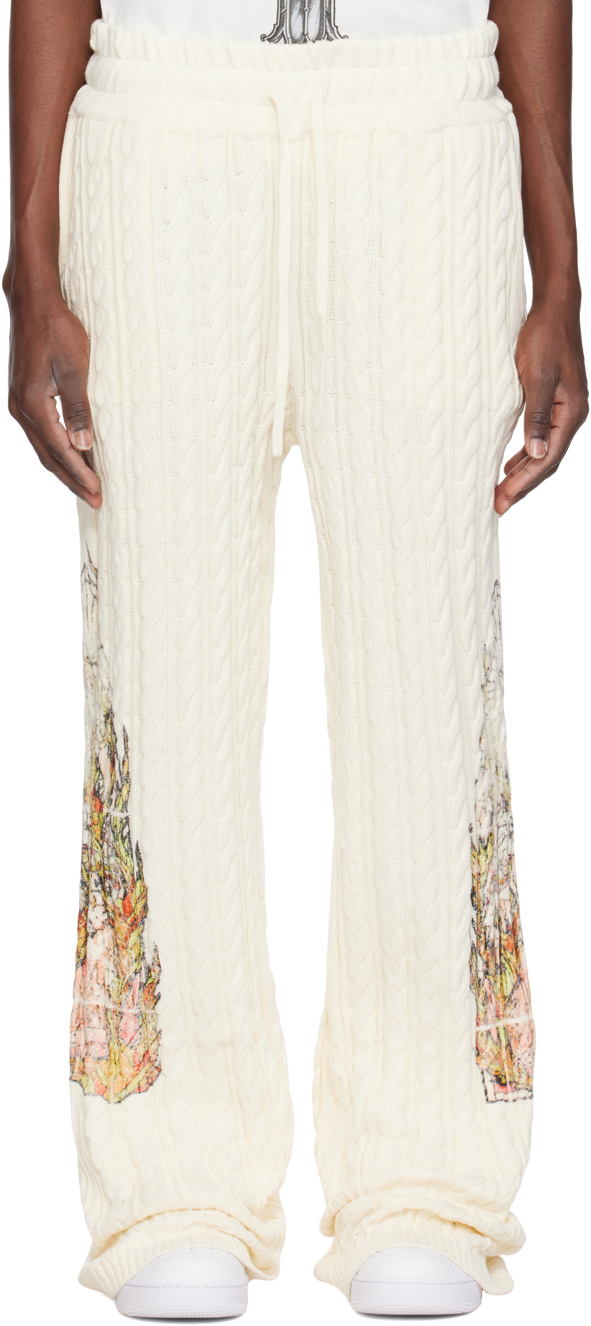Who Decides War Off-White Flame Glass Cable Knit Sweatpants