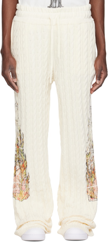 Photo: Who Decides War Off-White Flame Glass Cable Knit Sweatpants