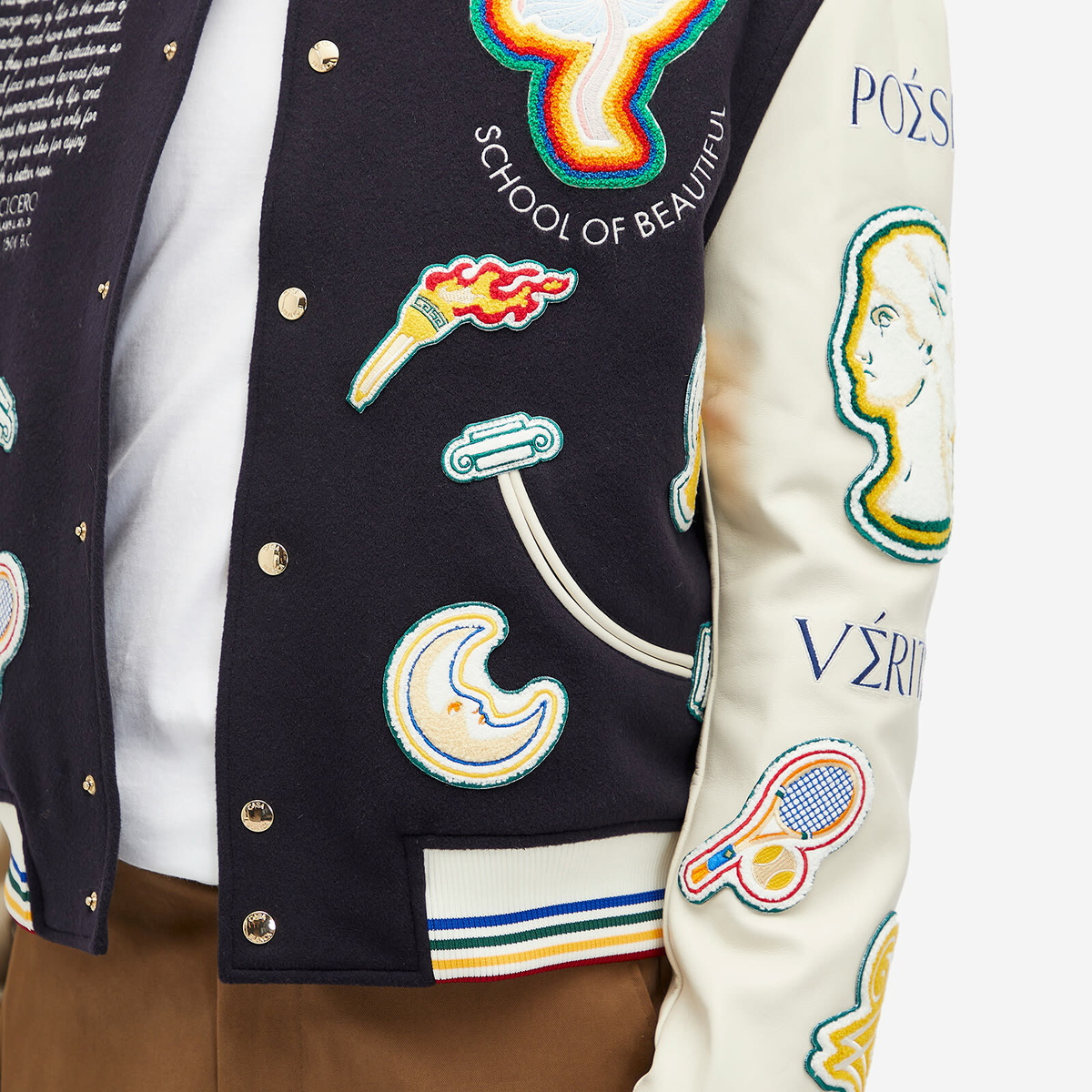 Casablanca Men's Varsity Jacket in Navy/Off White Casablanca