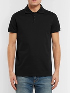 SAINT LAURENT - Logo-Embroidered Cotton-Piqué Polo Shirt - Black