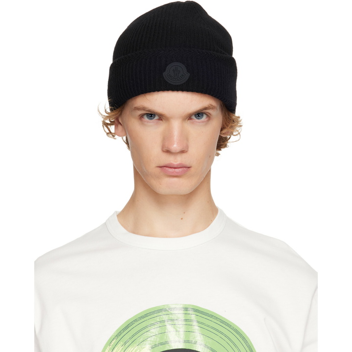 Photo: Moncler Black Cashmere Blend Logo Beanie