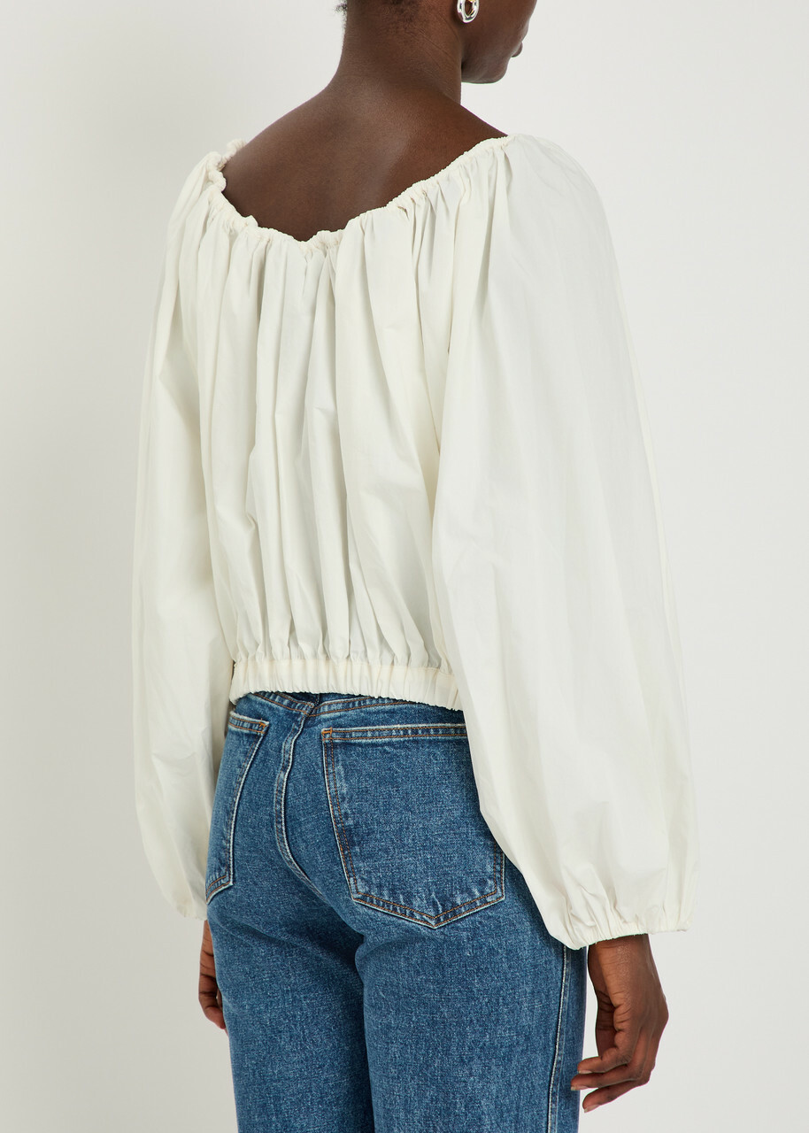 Bernadette Ally Gathered Stretch-cotton Poplin top White