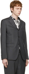 Comme des Garçons Homme Deux Grey Wool & Mohair Stripe Blazer