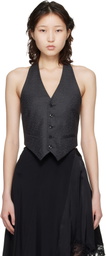 VETEMENTS Gray Open Back Halter Tailored Vest