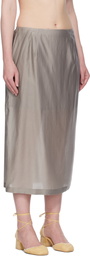 AMOMENTO Gray Silky Midi Skirt