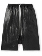 Rick Owens - Pod Wide-Leg Leather Drawstring Shorts - Black