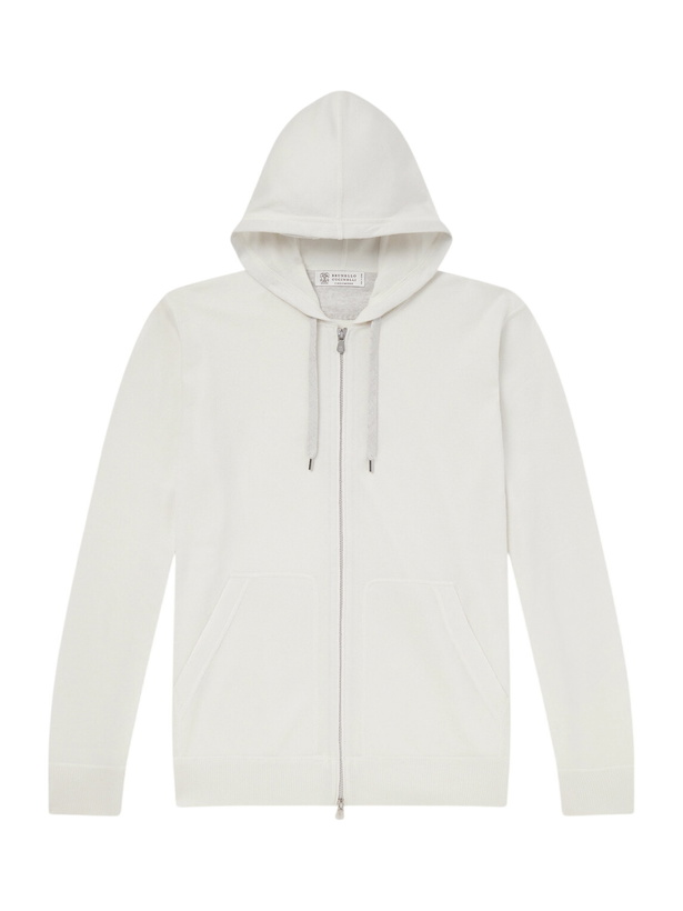 Photo: Brunello Cucinelli - Cashmere Zip-Up Hoodie - White