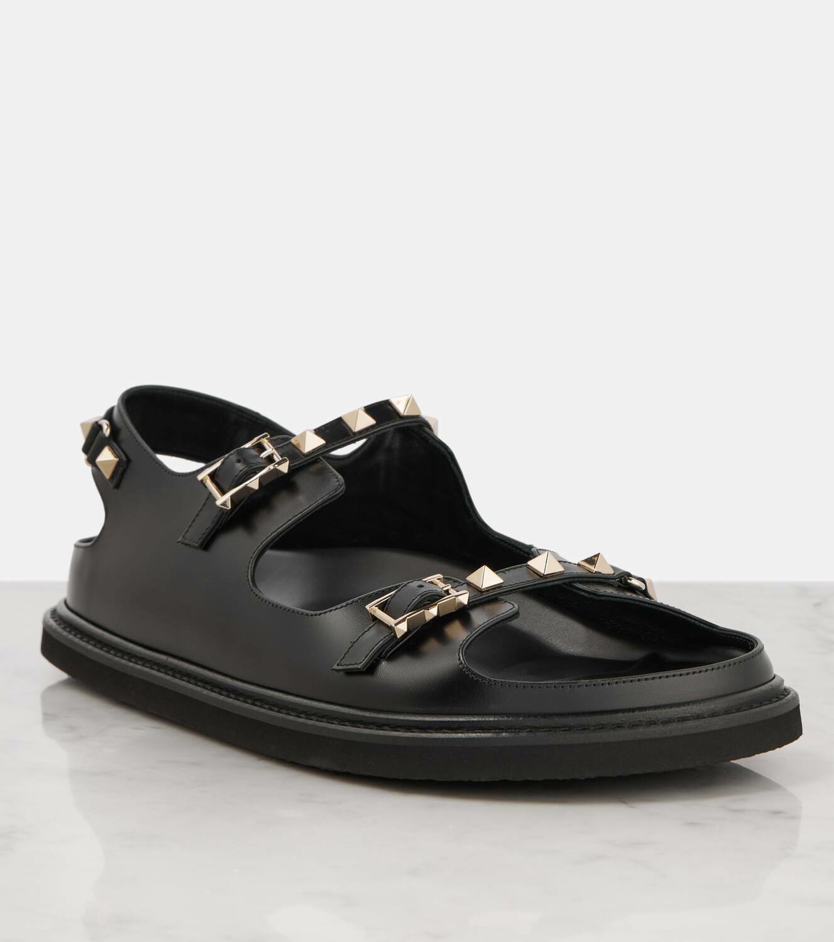 Valentino Garavani Rockstud leather flat sandals Valentino