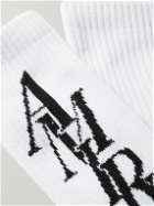 AMIRI - Stack Logo-Jacquard Ribbed Cotton-Blend Socks - White
