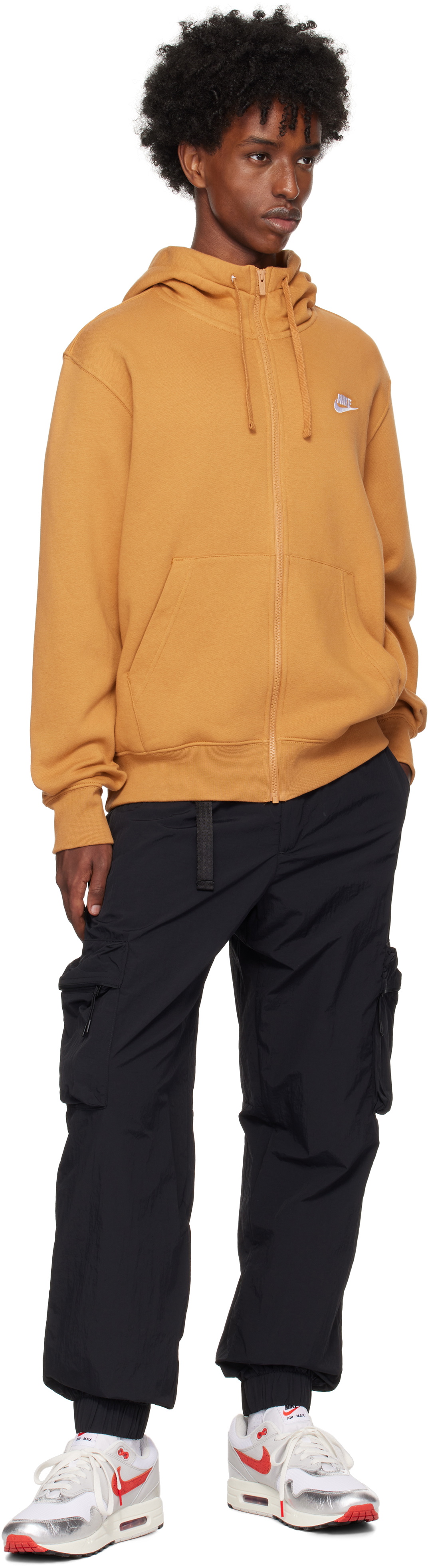 nike club fleece hoodie brown