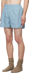 Tekla SSENSE Exclusive Blue AURALEE Edition Boxer Pyjama Shorts