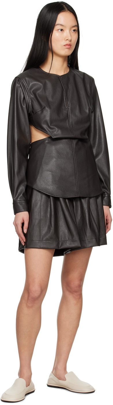 Issey Miyake Brown Figure Faux-Leather Shorts