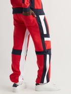 Balmain - Tapered Panelled Cotton-Jersey Sweatpants - Red