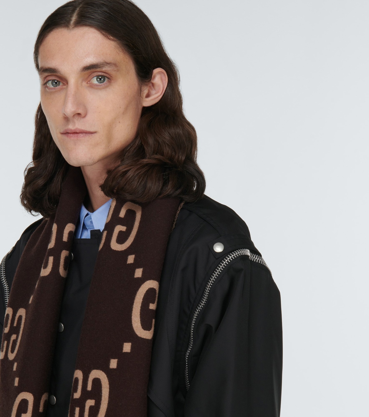 Gucci GG jacquard woolsilk scarf Gucci