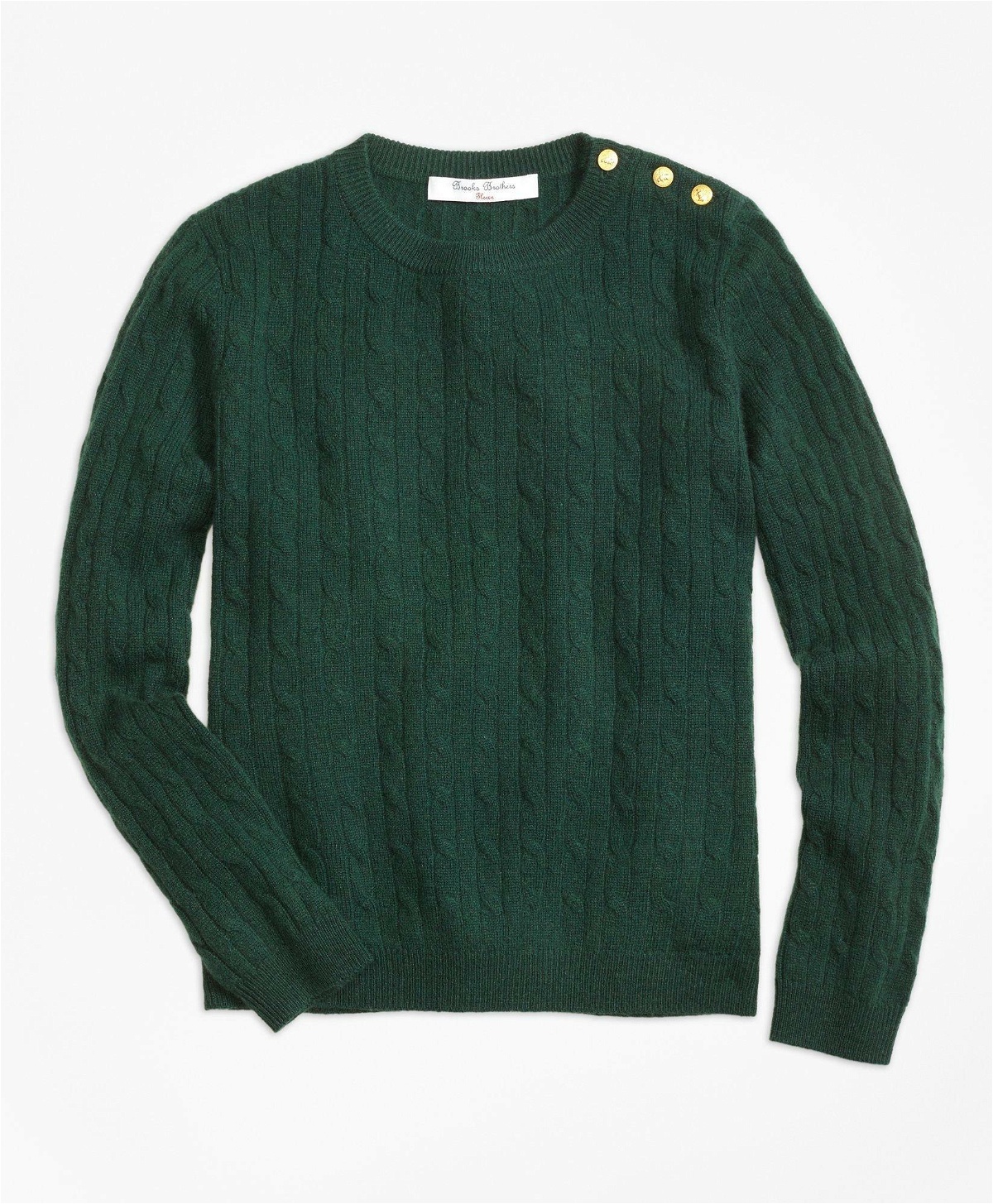 Brooks Brothers Girls Cashmere Cable Crewneck Sweater | Dark Green