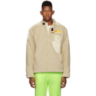 Off-White Beige Eco Fur Moto Half-Zip Pullover