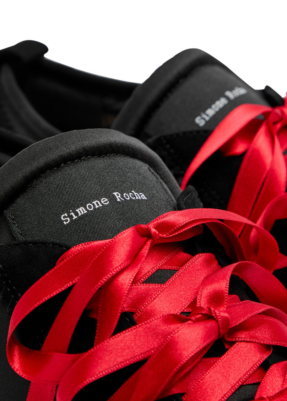 Simone Rocha Ballerina Grip Satin Sneakers Black Red
