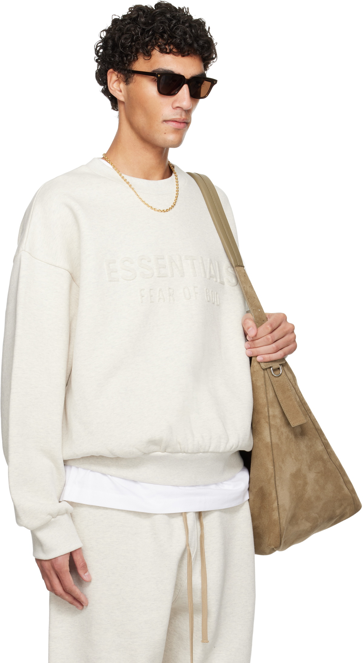 Fear of God ESSENTIALS Gray Holiday Embossed Classic Crewneck 
