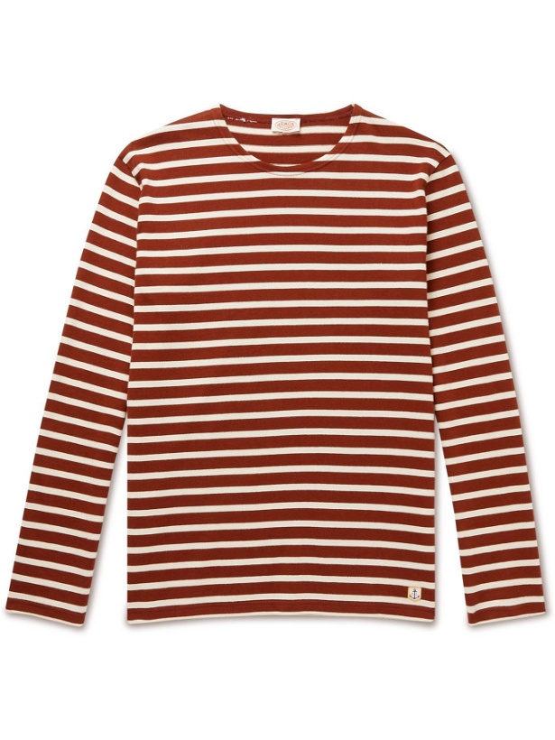 Photo: Armor Lux - Logo-Appliquéd Striped Organic Cotton-Jersey T-Shirt - Red
