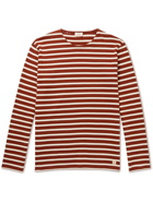 Armor Lux - Logo-Appliquéd Striped Organic Cotton-Jersey T-Shirt - Red
