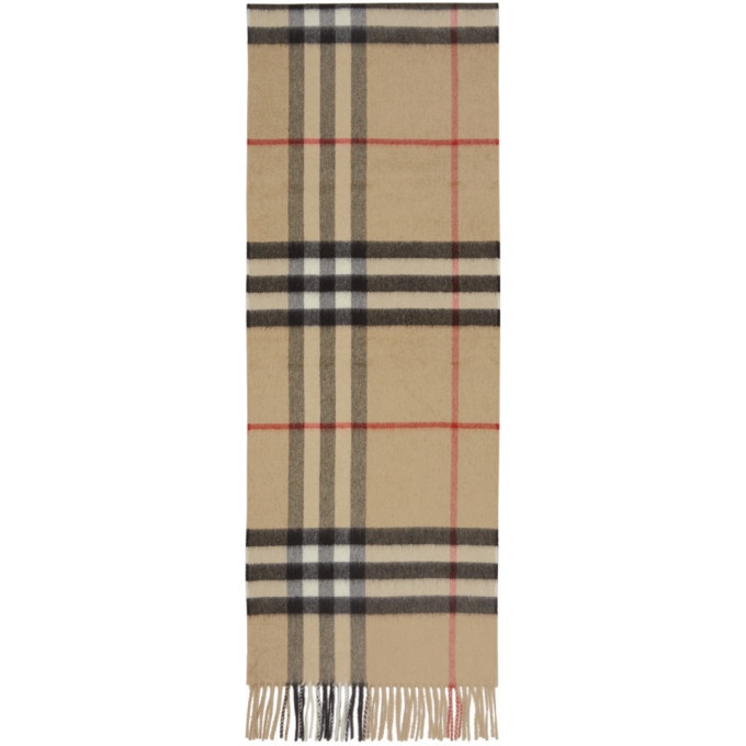 Burberry Beige Cashmere Giant Check Scarf Burberry