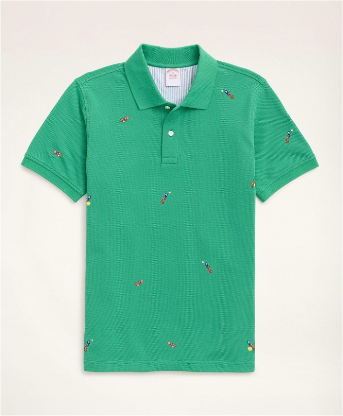 Photo: Brooks Brothers Men's Slim Fit Cotton Pique Chipmunk Polo Shirt | Green