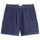 Folk Men's Lunar Shorts in Ink Blue Crinkle Canvas