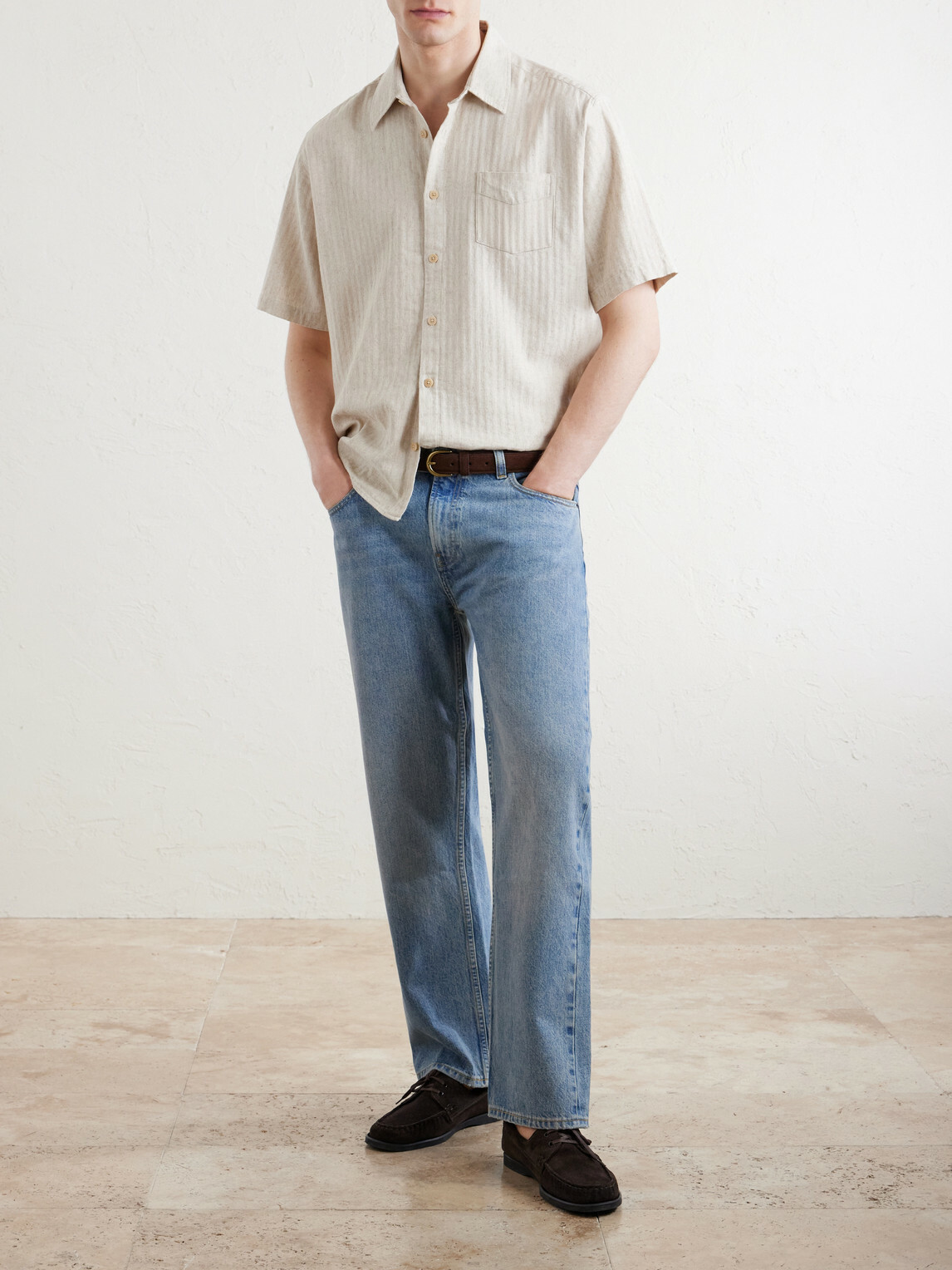 Oliver Spencer - Palermo Striped Cotton and Linen-Blend Shirt - Neutrals