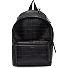 Saint Laurent Black Croc City Backpack