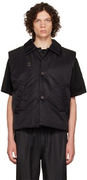 Wooyoungmi Black Spread Collar Vest