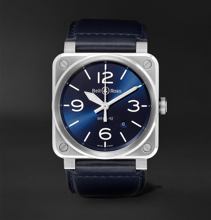 Photo: Bell & Ross - BR03-92 Automatic 42mm Ceramic and Rubber Watch - Blue