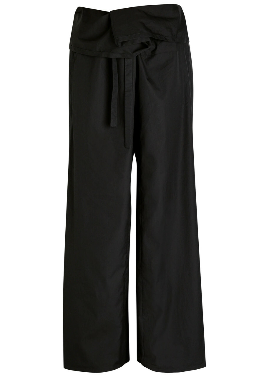 Wardrobe.nyc Fisherman Wrap-front Cotton-blend Poplin Trousers Black