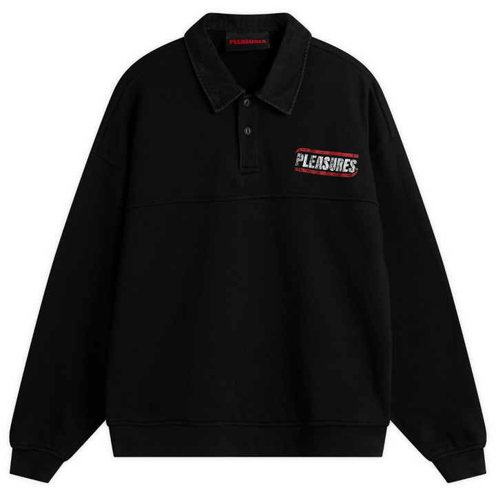 Photo: Pleasures Men's Gentle Polo Sweatshirt in Black