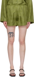 TOTEME Green Monogram Shorts