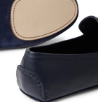 Manolo Blahnik - Mayfair Leather and Suede Driving Shoes - Blue