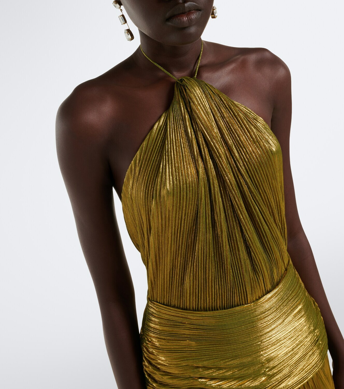 Retrofête Thalia plissé halterneck gown