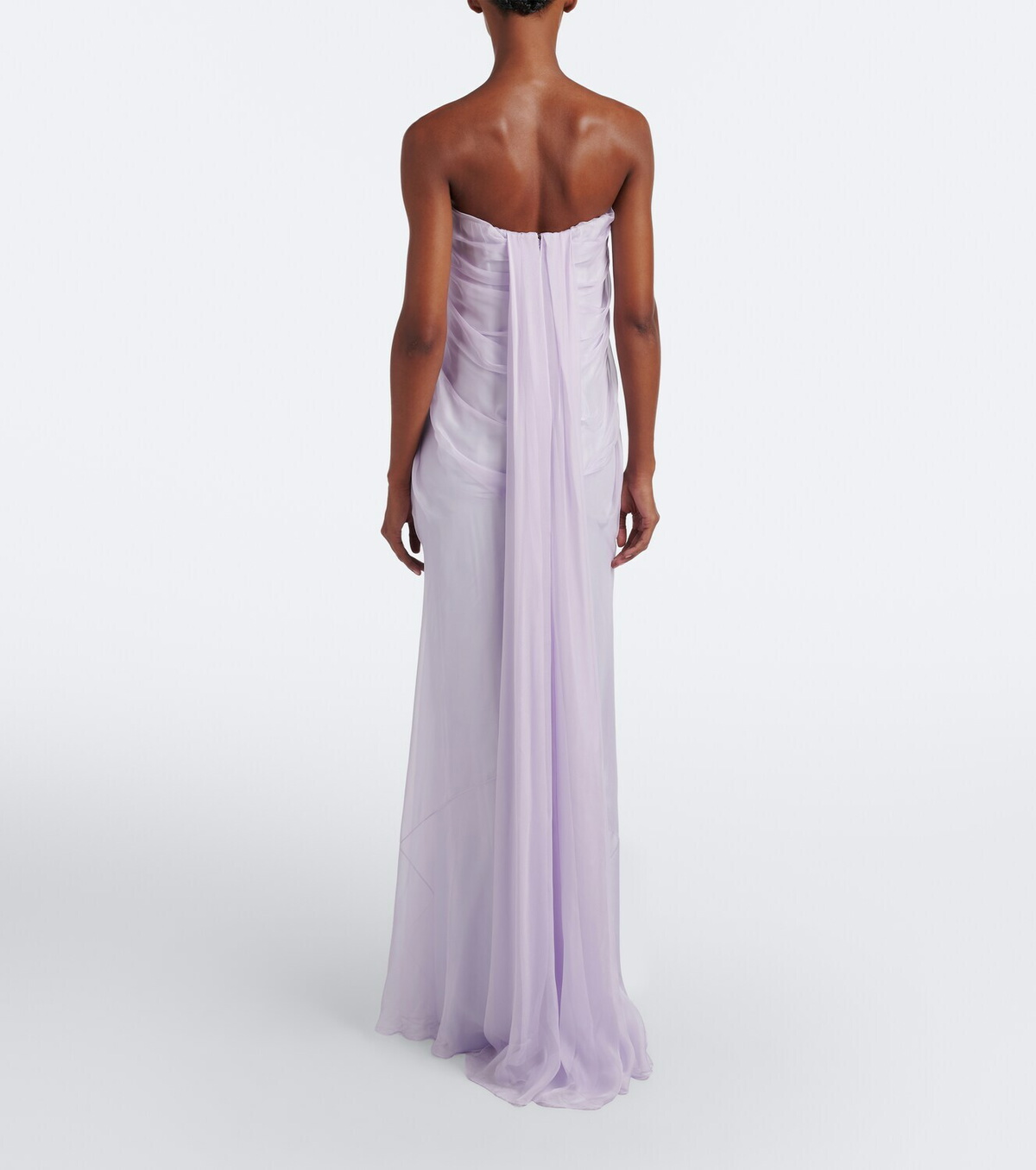 McQueen Draped silk chiffon bustier gown