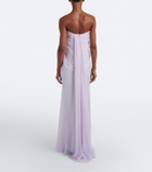 McQueen Draped silk chiffon bustier gown
