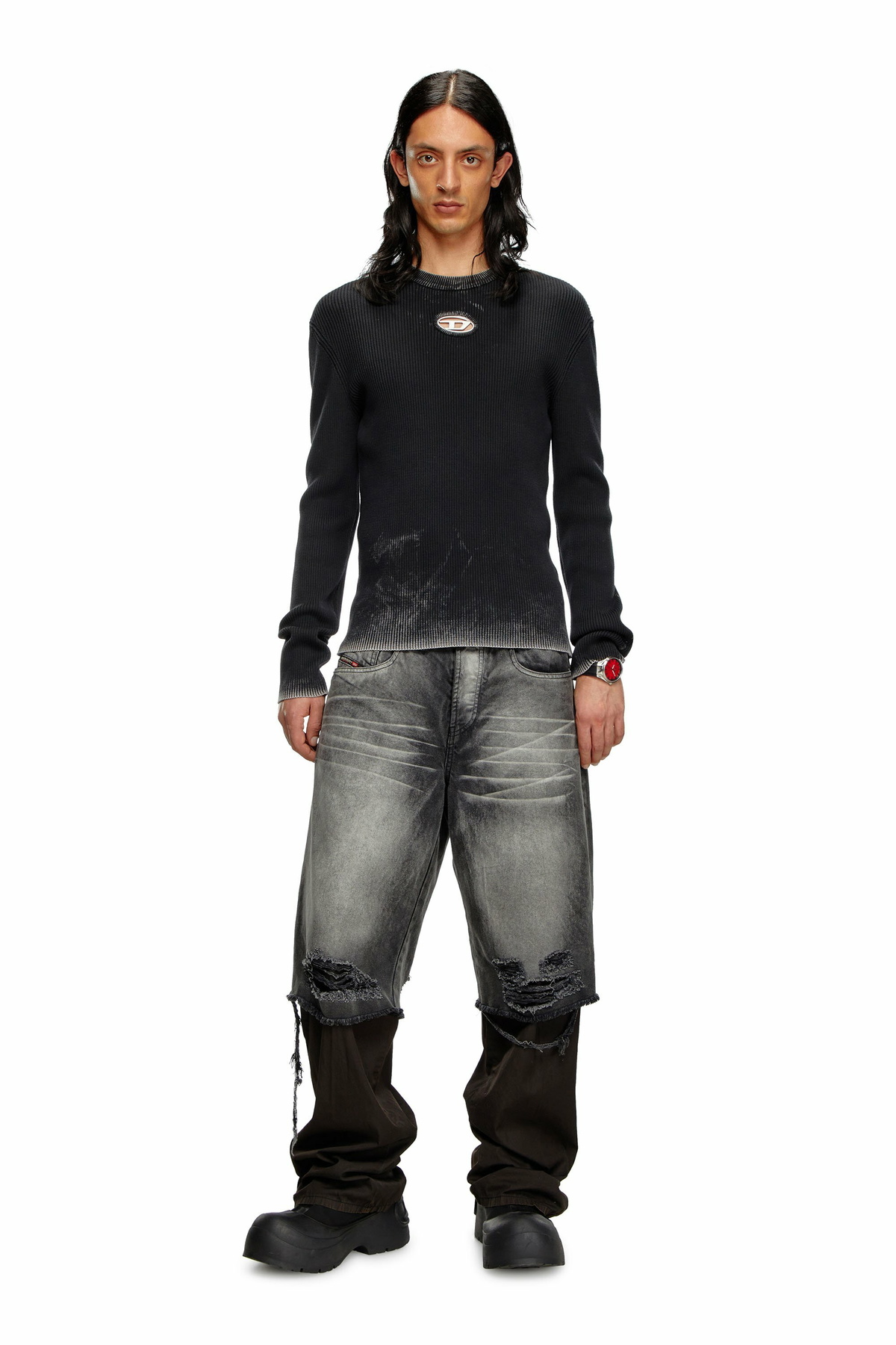 Diesel Cut-out jumper with Oval D - T-Shirts Mens in Black Diesel